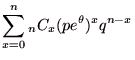 $\displaystyle \sum_{x=0}^{n} {}_{n}C_{x} (pe^{\theta})^{x}q^{n-x}$